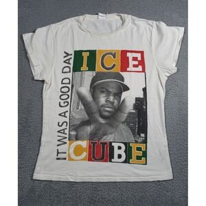 Vtg Ice Cube It Was a Good Day White T-Shirt Adult XS Distressed Single Stitch